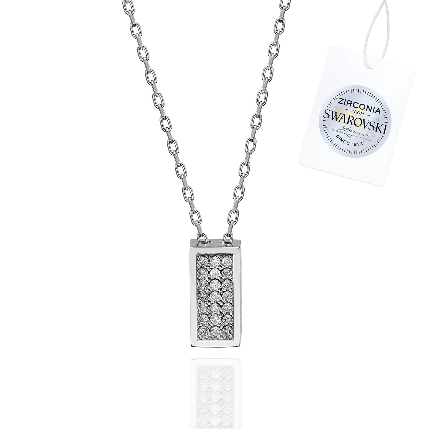 Silverella Gümüş 925 Ayar Swarovski Zirconia Taşlı Dikdörtgen Kolye SE2025N87925
