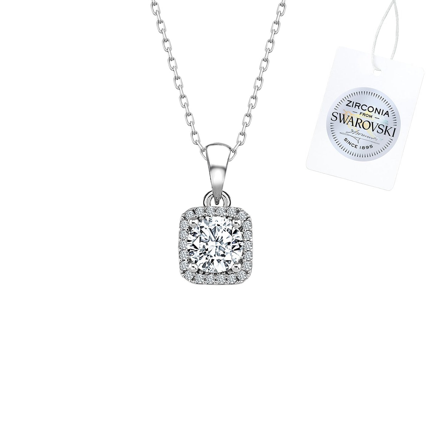 Silverella Gümüş 925 Ayar Swarovski Zirconia Taşlı Halo Kolye SE2025N107289