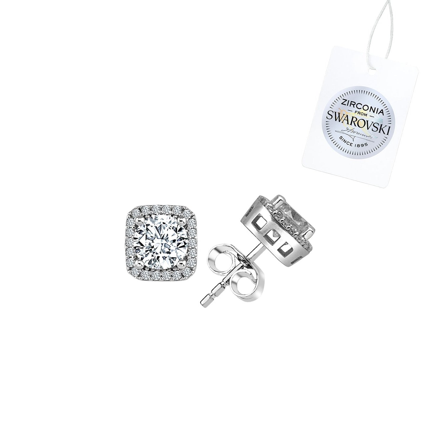 Silverella Gümüş 925 Ayar Swarovski Zirconia Taşlı Halo Küpe SE2025E107288