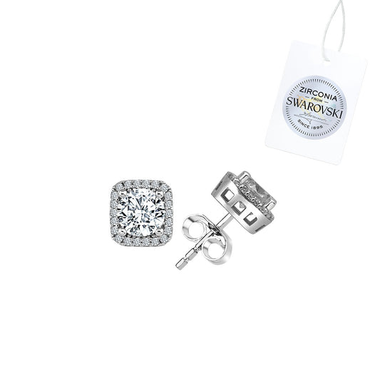 Silverella Gümüş 925 Ayar Swarovski Zirconia Taşlı Halo Küpe SE2025E107288