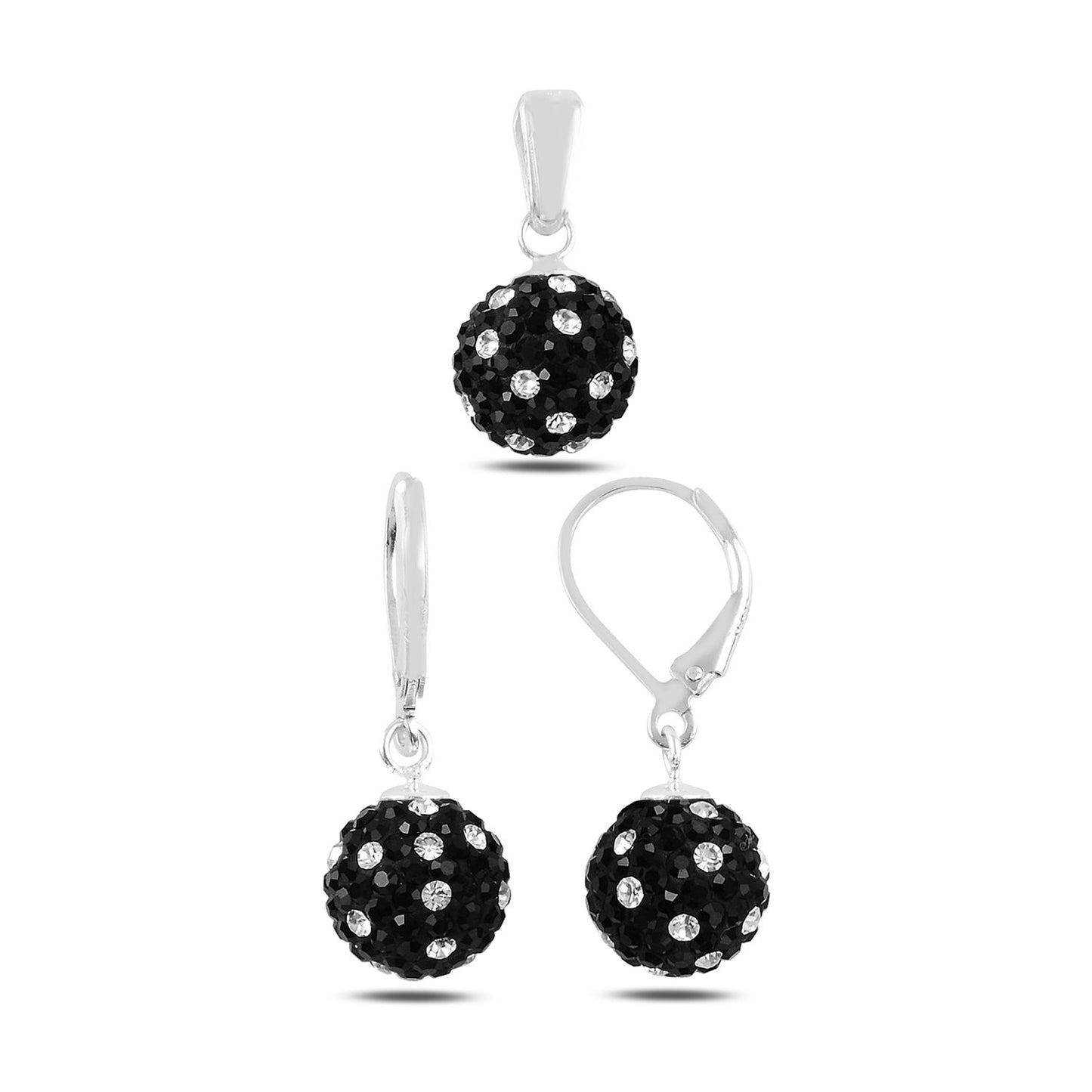 Silverella Gümüş 925 Ayar Top Kristal Taşlı Set SE2025S101243