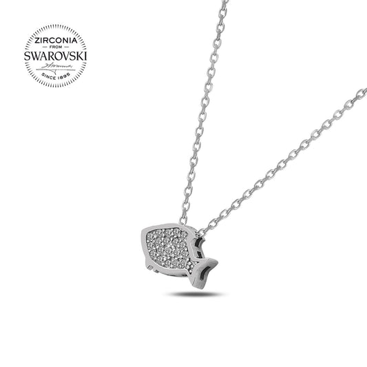 Silverella Gümüş 925 Ayar Swarovski Zirconia Taşlı Balık Kolye SE2025N87944