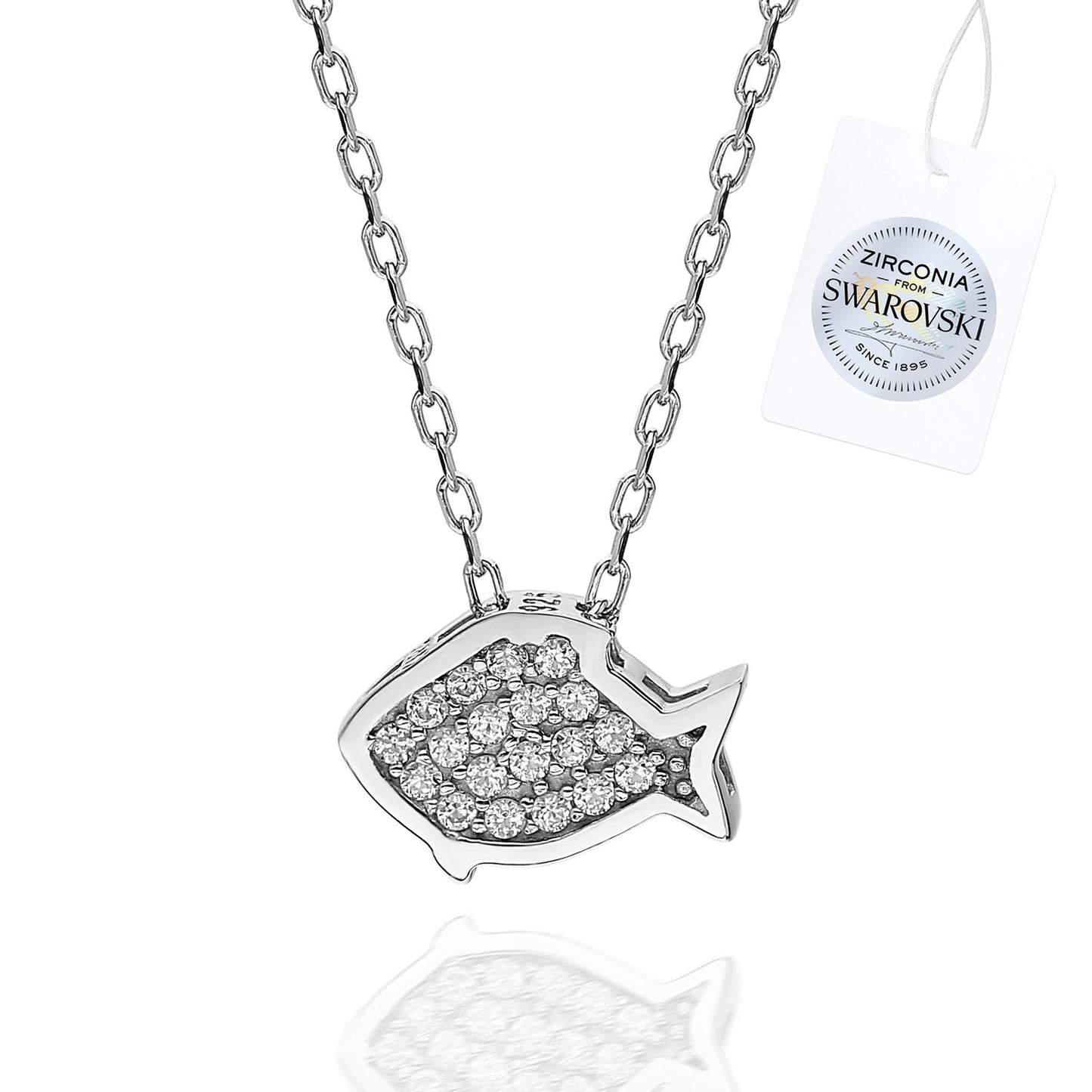Silverella Gümüş 925 Ayar Swarovski Zirconia Taşlı Balık Kolye SE2025N87944
