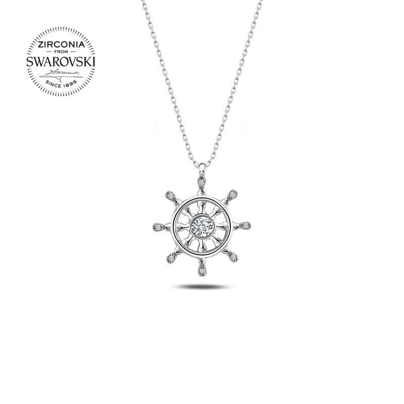 Silverella Gümüş 925 Ayar Swarovski Zirconia Taşlı Dümen Kolye SE2025N92473