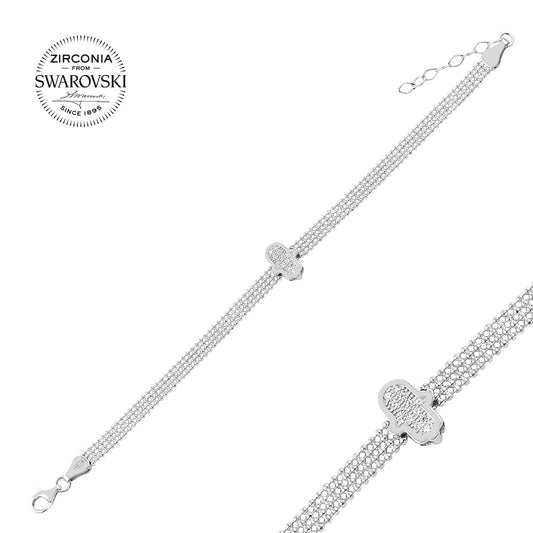 Silverella Gümüş 925 Ayar Swarovski Zirconia Taşlı Fatma Ana Eli Bileklik SE2025B90212