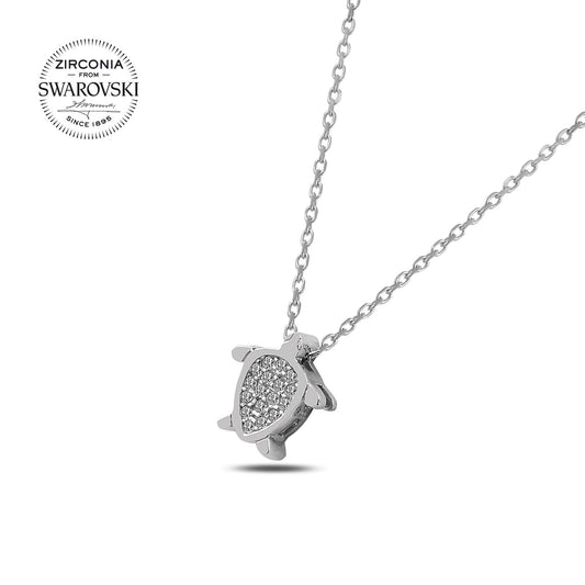 Silverella Gümüş 925 Ayar Swarovski Zirconia Taşlı Kaplumbağa Kolye SE2025N87945