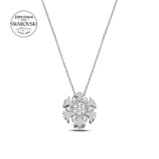 Silverella Gümüş 925 Ayar Swarovski Zirconia Taşlı Kar Tanesi Kolye SE2025N92436