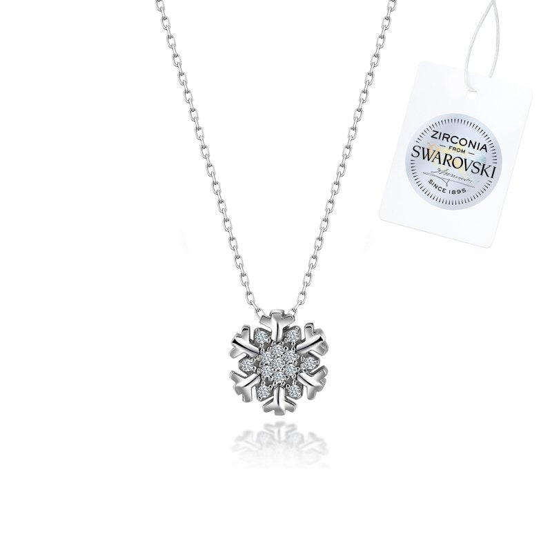 Silverella Gümüş 925 Ayar Swarovski Zirconia Taşlı Kar Tanesi Kolye SE2025N92436