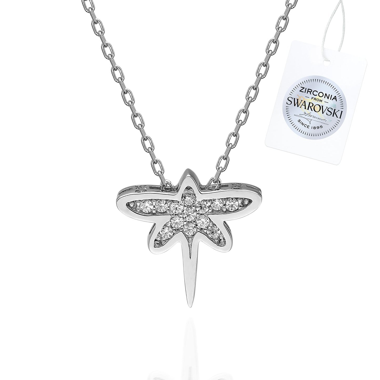 Silverella Gümüş 925 Ayar Swarovski Zirconia Taşlı Yusufçuk Kolye SE2025N87931